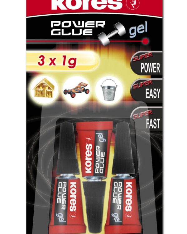 Lepidlo vteřinové KORES  POWER Glue gel 3x1gr Vteřinové lepidlo KORES POWER glue se samopropichovacím víčkem. 