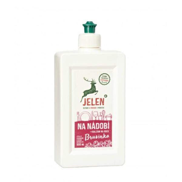 Jelen na nádobí s vůní brusinka 500ml Gel na nádobí JELEN si poradí se špínou i mastnotou