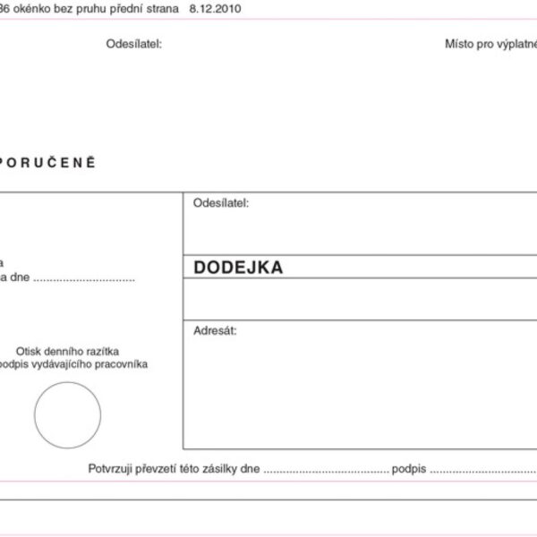 Obálka dodejka bílá B6 samopropisujcí NCR Obálka 125 mm x 176 mm samopropisovací s odtrhávací klopou