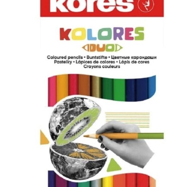 Pastelky KORES KOLORES DUO trojhranné oboustranné 12 ks Pastelky s jemným a plynulým vedením.