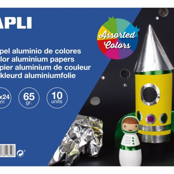 Blok APLI sada barevných metalických papírů 32x24 cm/10 listů Papír s metalickým leskem pro tvoření dekorací a výtvarné práce.