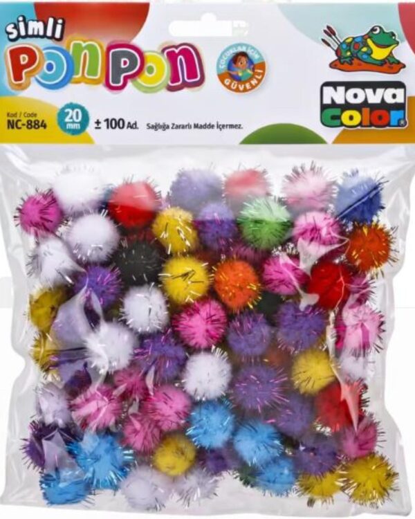 Pompony - plyšové mix barev glittrové 20mm/100ks Heboučké