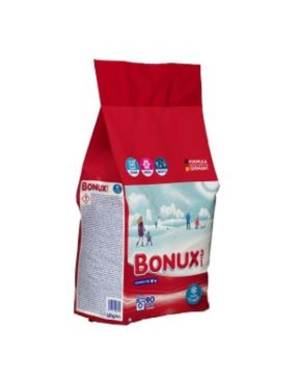 Prášek na praní Bonux Ice Fresh 90PD na bílé Prací prášek Bonux White Polar Ice Fresh 3v1 s jedinečnou svěží vůní je určený na bílé prádlo. Dostanete dobrou prací sílu a svěží vůni