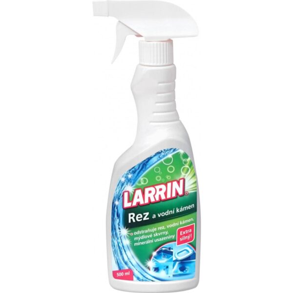 Larrin na rez a vodní kámen s rozprašovačem 500ml Larrin Čistící přípravek na rez a vodní kámen s rozprašovačem Zářivý lesk bez námahy! Extra silný! Pro případy