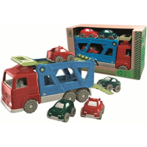 Plastový autotransportér se 4 auty Androni - 28cm Autotransportér se 4 auty a nájezdy