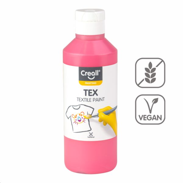 Barvy na textil CREALL 250ml světle růžová Textilní barvy na bázi akrylu nabízí dokonalé krytí a snadné nanášení. Pomocí štětce a barev vykreslete obrázek přímo na textil. Nechte zaschnout 2 hodiny. Zafixujte pomocí žehličky ze zadní lícové strany. Díky fixaci zůstanou vaše výtvory odolné a stálobarevné. Lze prát na 30 °C