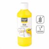 Barvy na textil CREALL 250ml žlutá Textilní barvy na bázi akrylu nabízí dokonalé krytí a snadné nanášení. Pomocí štětce a barev vykreslete obrázek přímo na textil. Nechte zaschnout 2 hodiny. Zafixujte pomocí žehličky ze zadní lícové strany. Díky fixaci zůstanou vaše výtvory odolné a stálobarevné. Lze prát na 30 °C