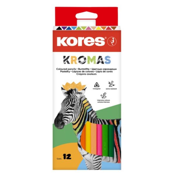 Pastelky KORES KROMAS trojhranné 12ks Pastelky s jemným a plynulým vedením.