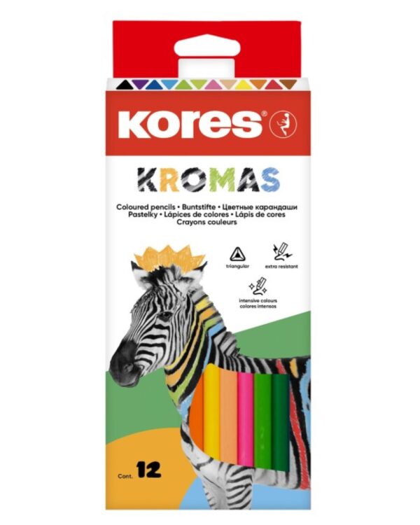 Pastelky KORES KROMAS trojhranné 12ks Pastelky s jemným a plynulým vedením.