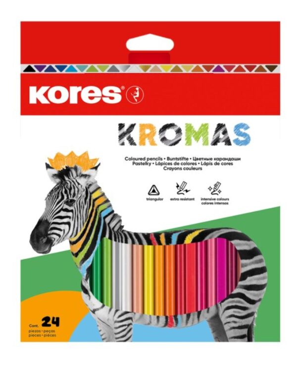 Pastelky KORES KROMAS trojhranné 24ks Pastelky s jemným a plynulým vedením.