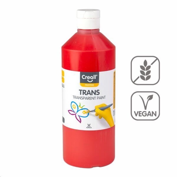 Barvy efektní transparent CREALL 500ml červená Transparentní barva s hedvábným efektem. Po aplikaci nestéká