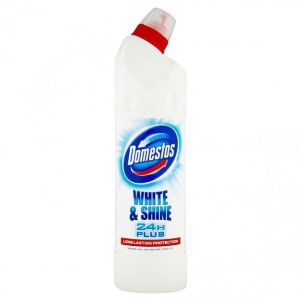 Domestos WC White & Shine 750ml Domestos 24 H Plus tekutý čisticí a dezinfekční přípravek je určený k čištění a dezinfekci silně znečištěných míst a zejména tam