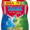 SOMAT gel do myčky Excellence 2x684ml Somat Gel do myčky Somat Excellence dokonale odstraňuje zbytky jídla i odolnou mastnotu a zanechává čisté a zářivě lesklé nádobí. Snadno rozpouští nečistoty a neulpívá na nádobí