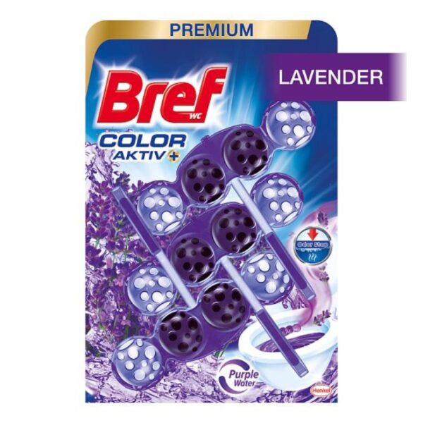WC závěs BREF barvící vodu aktiv kuličky 3ks/bal levandule Závěs na WC BREF Color Aktiv Levandule 3 x 50 g kuličky
