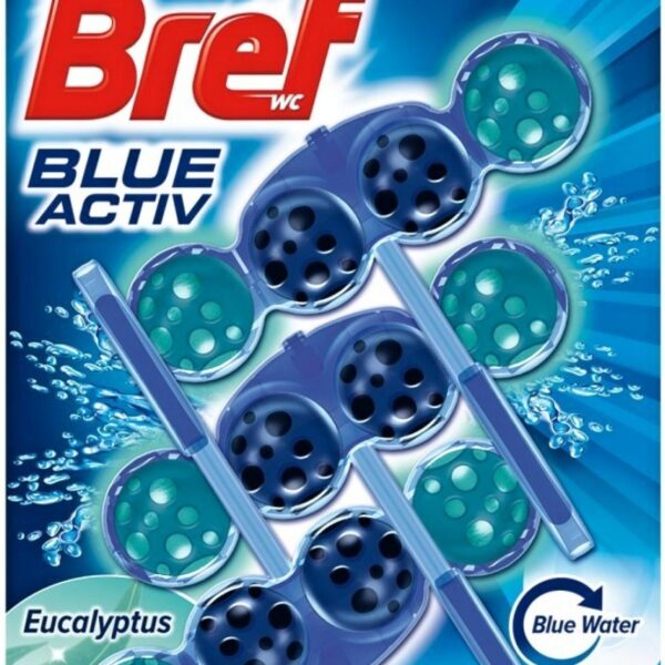 WC závěs BREF barvící vodu aktiv kuličky 3ks/bal eucalyptus Závěs na WC BREF Blue Aktiv 3 x 50 g kuličky