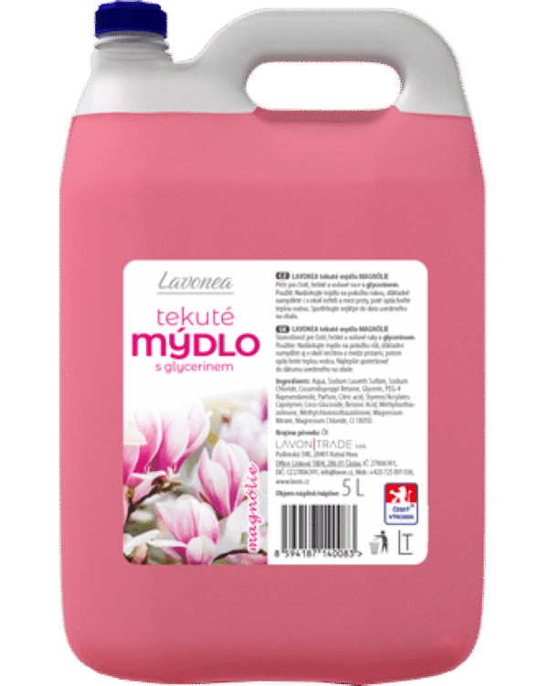 Mýdlo tekuté LAVON 5l červené magnólie LAVONEA tekuté mýdlo magnólie 5 l je kvalitní mýdlo s neutrálním pH a glycerinem pro hebké