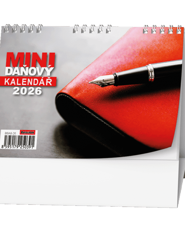 Kalendář stolní pracovní Red mini daňový BSA8 České týdenní jmenné kalendárium