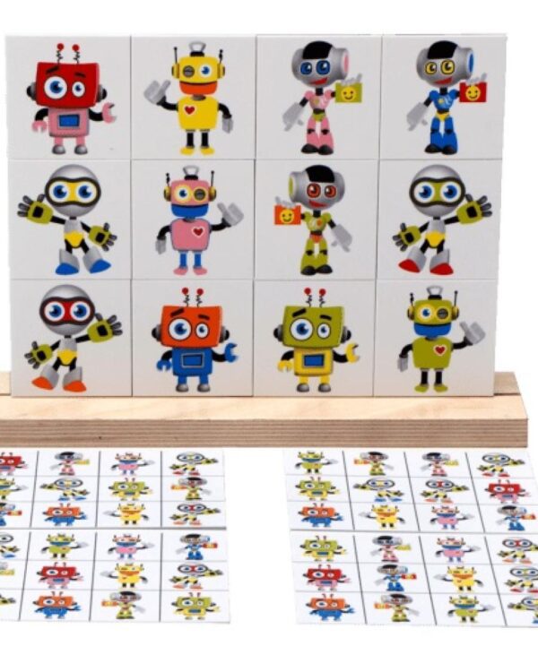 Magnetická hra - Popiš a zařaď roboty Tato zábavná hra s magnetickými kartami