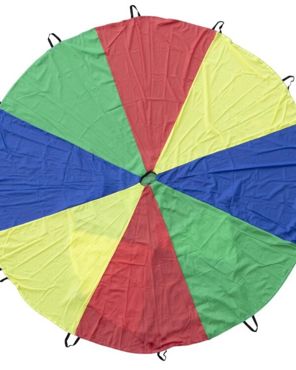 Motorický barevný padák 6m Motorický barevný padák o průměru přibližně 6 m je ideální pomůckou pro skupinové pohybové hry