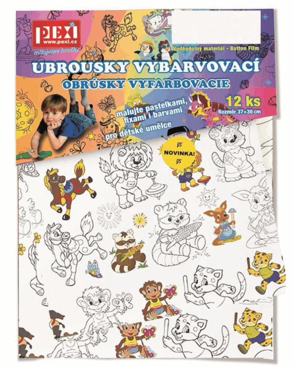 Omalovánky - Vybarvovací ubrousky - Zoo 12ks Kreativní zábava pro malé umělce! 