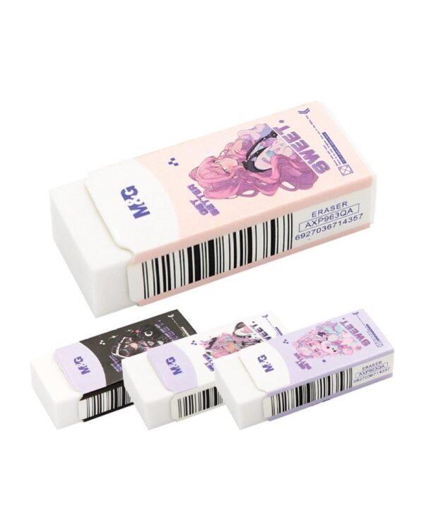 Pryž bílá školní mix motivů Guma bílé barvy vhodná pro všechny typy tužek v nové kolekci Pink Fantasy - mix motivů.