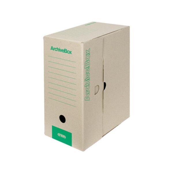Box archivní plný 33x26x15 EMBA přírodní Box archivní plný 33x26x15 EMBA přírodní Box vyroben z osvědčené kvalitní hladké lepenky. Ekologicky šetrný výrobek s kvalitním potiskem sítotiskem v zelené barvě. Dodáván v rozloženém stavu pro úsporu místa při skladování a přepravě. Box s hřbetem 15 cm je doplněním řady a pojme 2x více dokumentů než typ 7
