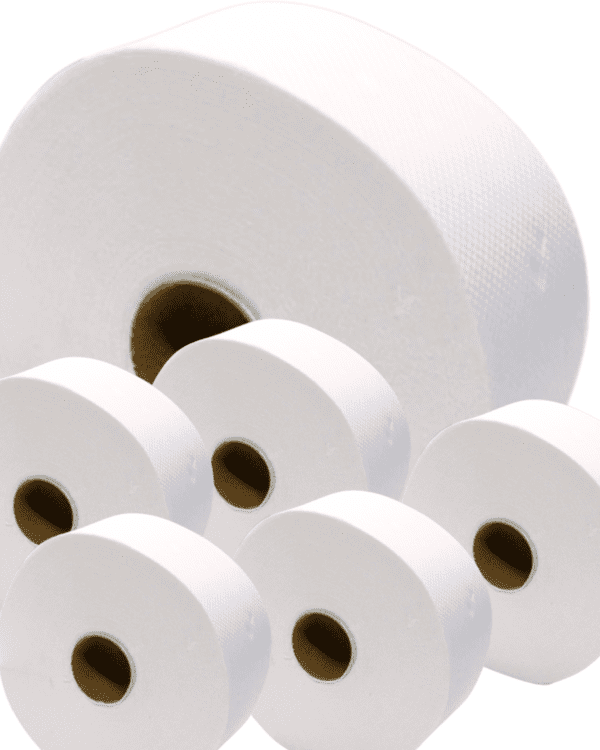 Toaletní papír JUMBO 180-190 dvouvrstvý celulóza PapLine Extra bílý toaletní papír na roli ve velkém návinu je vhodný do zásobníků a na všechna místa