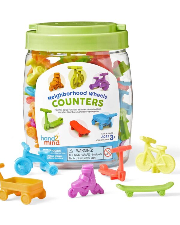 Barevné třídění - vše co má kola/ sada 72 ks Tato velká sada 72 barevných počítacích tvarů dopravních prostředků s kolečky je perfektním nástrojem pro rozvoj raných matematických dovedností a smyslové hry u dětí. Prostředky jsou navrženy tak