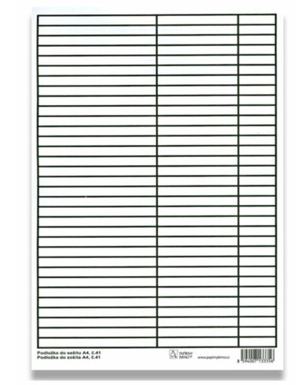 Podložka do sešitu A4 papír-linka Školní pomůcka sloužící k jednoduššímu psaní do nelinkovaných sešitů. Jsou na ní vytištěny linky