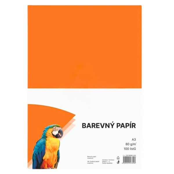 Papír barevný Color A3/80 oranžový 100ks Papír barevný Color A3/80 oranžový 100ks Oranžový barevný papír A3 s gramáží 80g/m2 pro tvorbu plakátů