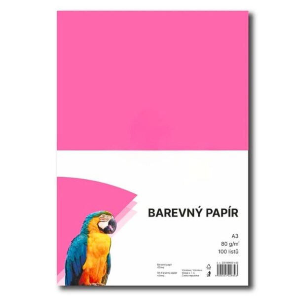 Papír barevný Color A3/80 růžový 100ks Papír barevný Color A3/80 růžový 100ks Růžový barevný papír A3 s gramáží 80g/m2 pro tvorbu plakátů