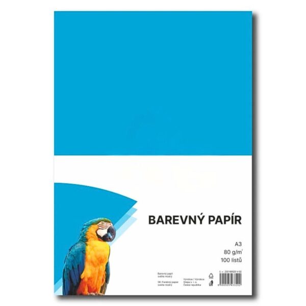 Papír barevný Color A3/80 světle modrý 100ks Papír barevný Color A3/80 světle modrý 100ks Světle modrý barevný papír A3 s gramáží 80g/m2 pro tvorbu plakátů