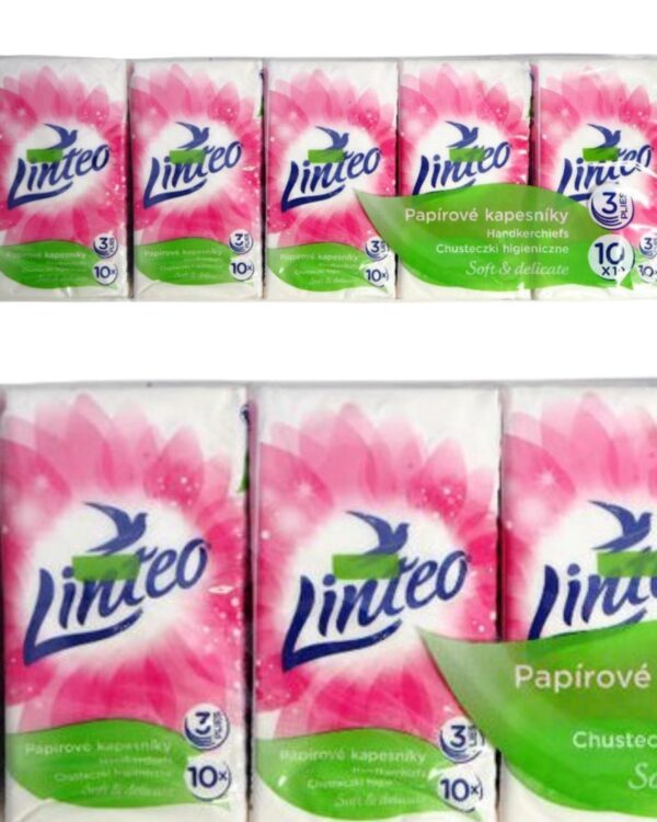 Kapesníčky papírové 3-vrstvé /10balíčků Jemné bílé třívrstvé papírové kapesníčky Linteo poskytují jemnost