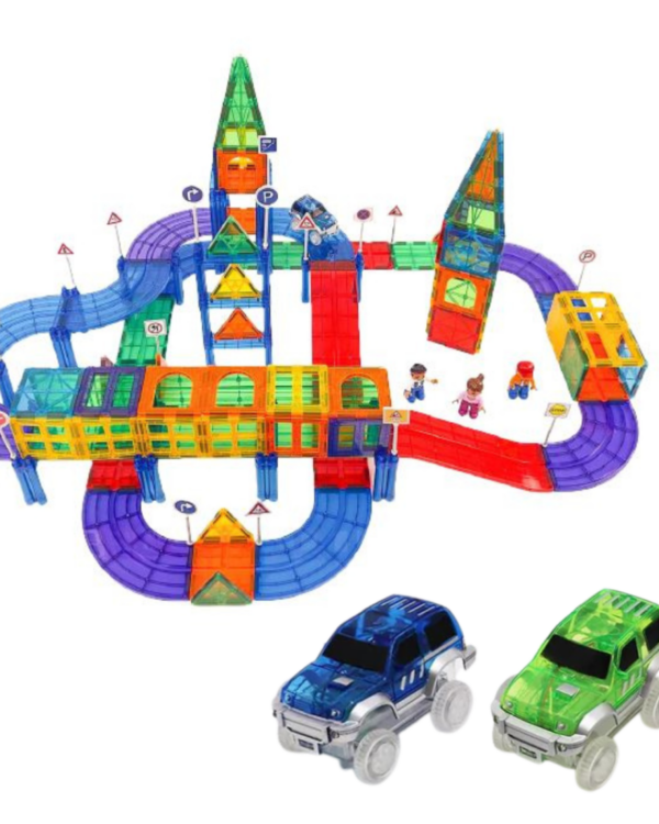 Stavebnice GEM magnetická hra Závodní dráha 121 dílků + 2x závodní vůz Netradiční závodní dráha z magnetických kostek. Děti mohou stavět pokaždé jiný okruh a užijí si tak nekonečnou zábavu. Zároveň lze magnetickou dráhu kombinovat  s dalšími magnetickými stavebnicemi