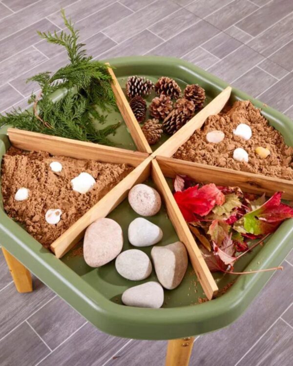 Dřevěný rozdělovač pro MINI sensorický tác Tuff Dřevěné dělicí přepážky pro Mini Tuff tác - dokonalý způsob