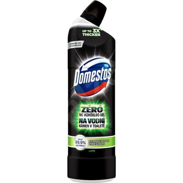 Domestos WC Zero černý LIME 750 ml Domestos WC Zero černý LIME 750 ml Domestos Zero Ocean dokonale vyčistí vaši toaletu a spolehlivě ji zbaví vodního kamene. Zabíjí 99