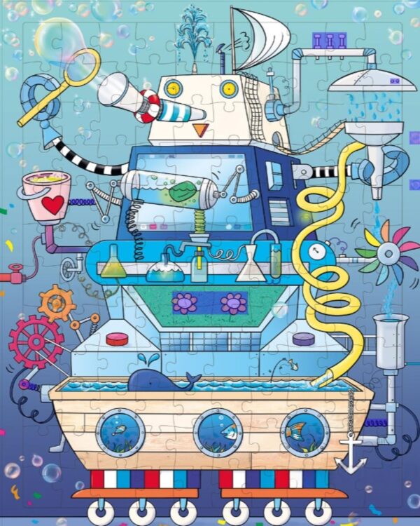 Vzdělávací puzzle vodní stroj Puzzle od značky Rolf Education je vizuálním dobrodružstvím pro všechny malé objevitele. Tento barevný stroj je plný vody