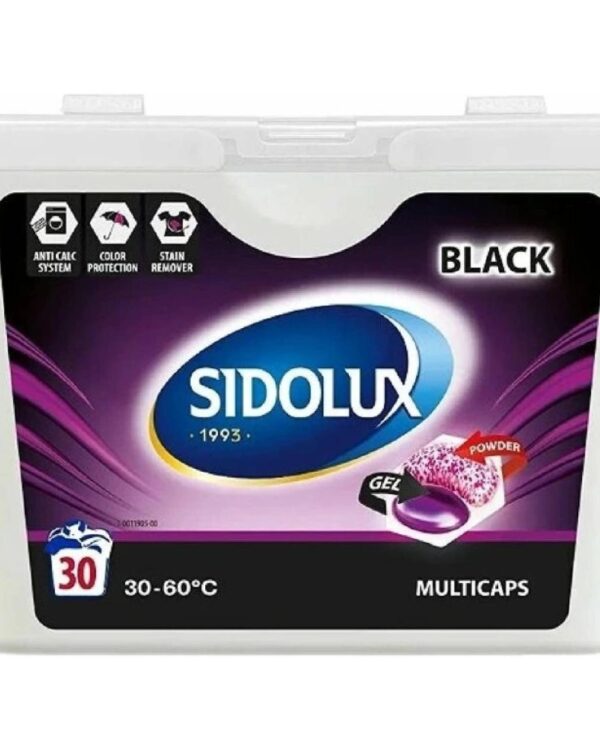 Sidolux Multicaps na praní černého prádla 30ks Kapsle na praní SIDOLUX Multicaps na černé prádlo využívají unikátní Hybrid Technology System