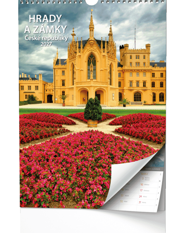 Kalendář nástěnný A3 Hrady a zámky České republiky BNS1 České měsíční jmenné kalendárium