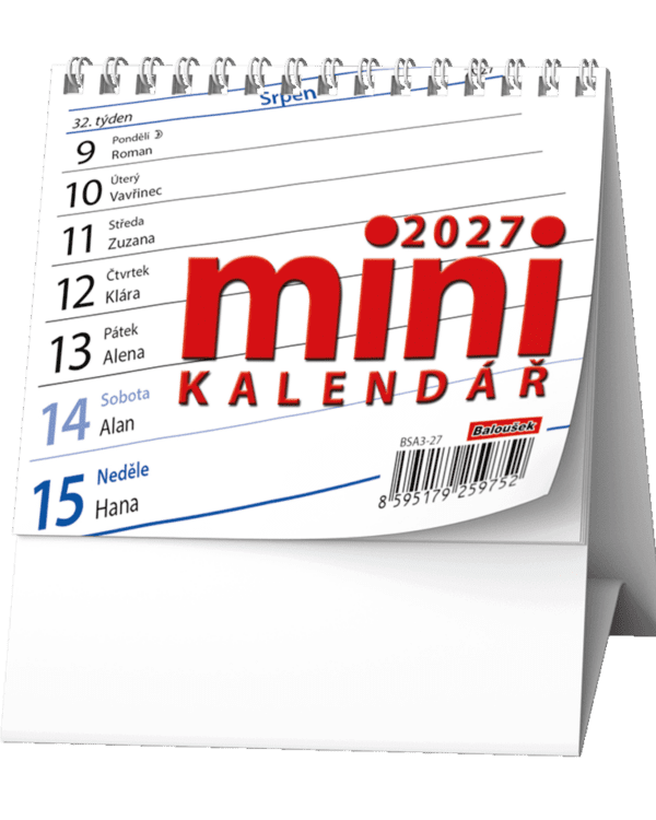 Kalendář stolní pracovní Mini BSA3 České týdenní jmenné kalendárium 