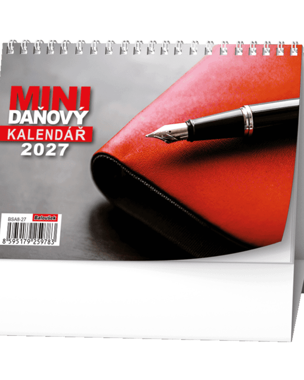 Kalendář stolní pracovní Red mini daňový BSA8 České týdenní jmenné kalendárium