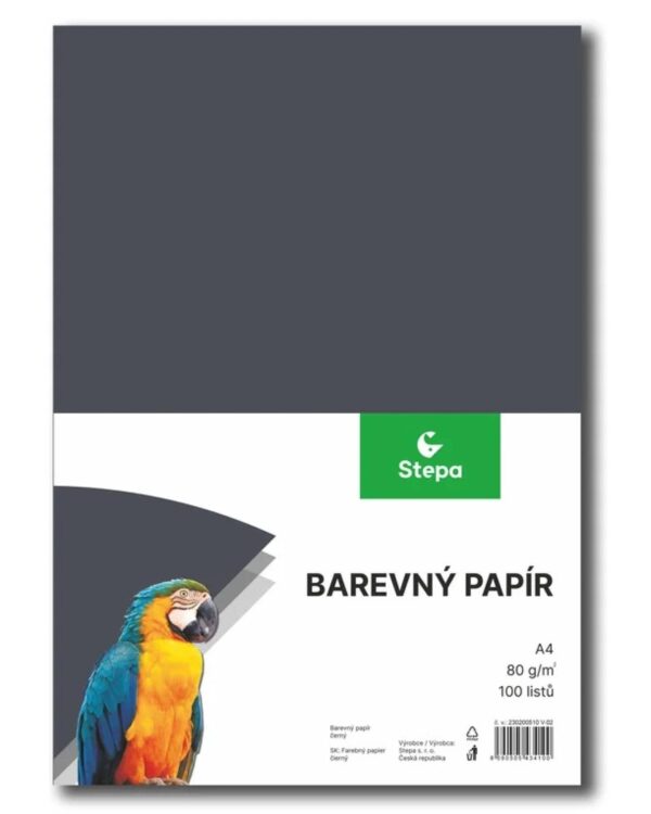 Papír barevný Color A4/80gr Black černý Černý barevný papír A4 s gramáží 80g/m2 přináší eleganci a kreativitu do vašich školních i kancelářských projektů. Tento kvalitní papír je ideální pro použití v tiskárnách