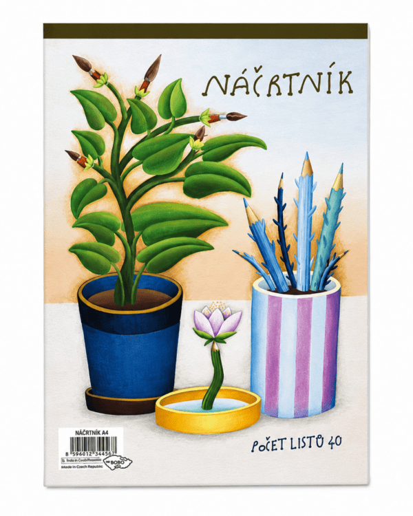 Náčrtník A4/40 listů Náčrtník formátu A4 nabízí 40 listů kvalitního recyklovaného papíru s gramáží minimálně 80 g/m2. Díky praktické vazbě lepené po kratší straně a zpevňující hřbetní pásce jsou listy pevně drženy pohromadě