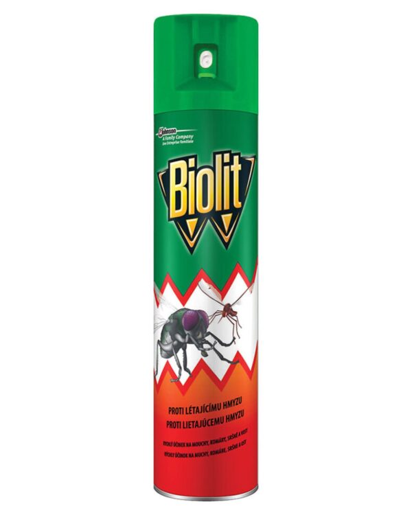 Biolit na létajcí hmyz 400ml Biolit vysoce účinný sprej proti létajícímu hmyzu je insekticidní aerosol. Poskytuje dlouhotrvající ochranu a okamžitý účinek proti mouchám