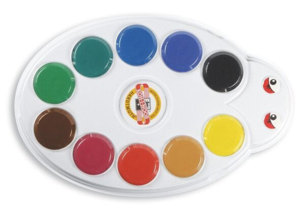Barvy vodové Koh-i-noor Beruška 10 barev 57mm Barvy vodové Koh-i-noor Beruška 10 barev 57mm Vodové barvy Beruška obsahují 10 tablet vodových barev o průměru 57 mm a výšce 15mm