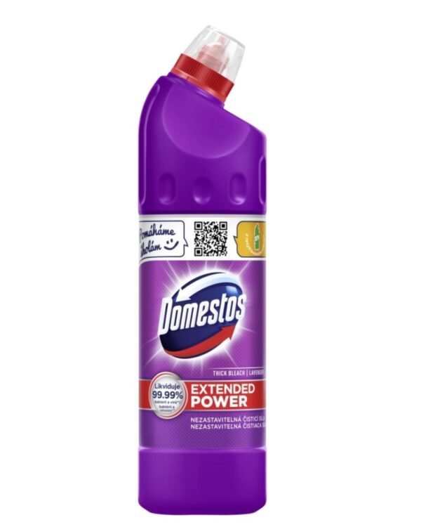 Domestos WC Levandule 750ml Domestos tekutý čisticí a dezinfekční přípravek je určený k čištění a dezinfekci silně znečištěných míst a zejména tam