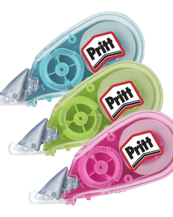 Korekční strojek Pritt Micro Rolly 5mm x 6m Recyklovaný jednorázový roller v praktické mini velikosti. Dva způsoby použití tzv. push a pull aplikace. Pro dosažení optimálních výsledků aplikujte pásku pod úhlem 45°.Parametry:-návin pásky: 16 m