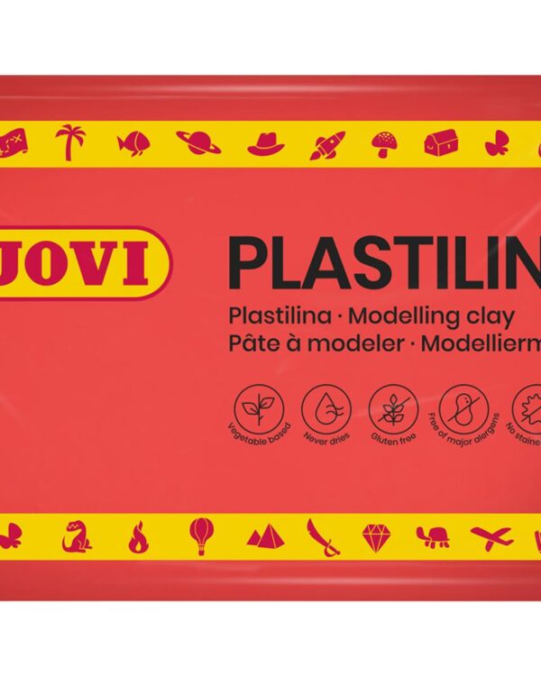 Modelína JOVI 350g červená - 7205k Modelína JOVI na rostlinné bázi v zábavných barvách. Je velmi dobře tvarovatelná
