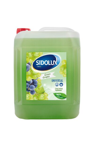 Sidolux Soda Power universal čistič 5l Zelené hrozny /zelený Sidolux Soda Power universal čistič 5l Zelené hrozny /zelený Čisticí prostředek SIDOLUX je vhodný na všechny omyvatelné povrchy. Velmi efektivně emulguje nečistoty díky systému Soda Power a snadněji je díky tomu odstraňuje z mytého povrchu. S prostředkem Sidolux je úklid snadný a příjemný díky vyjímečným vůním