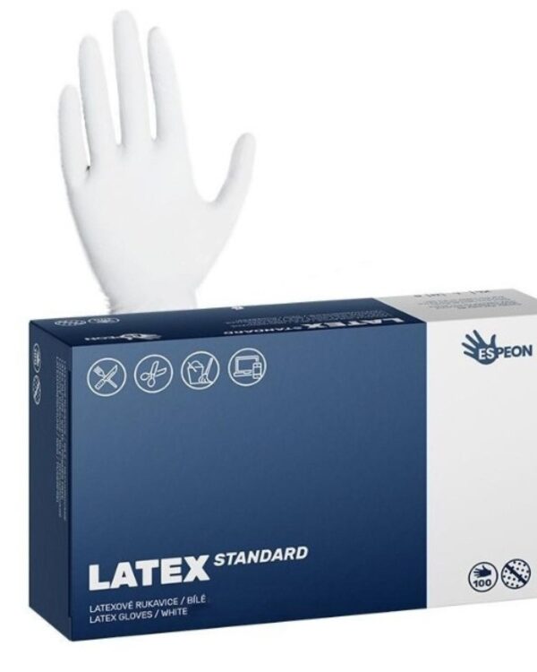 Rukavice chirurgické latexové M/100ks Jednorázové latexové rukavice jsou hypoalergenní. Rukavice se používají v potravinářské výrobě